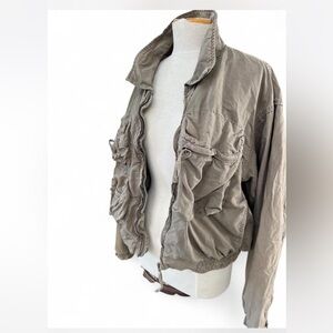 Zara unisex Cropped Utility Cargo Jacket - Khaki Tan Stone - Size L